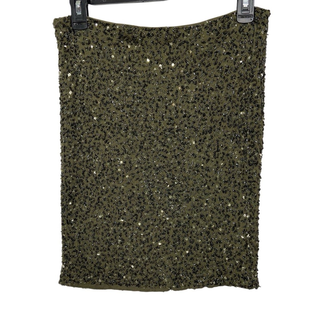 Haute Hippie Green Sequin Beaded Mini Skirt